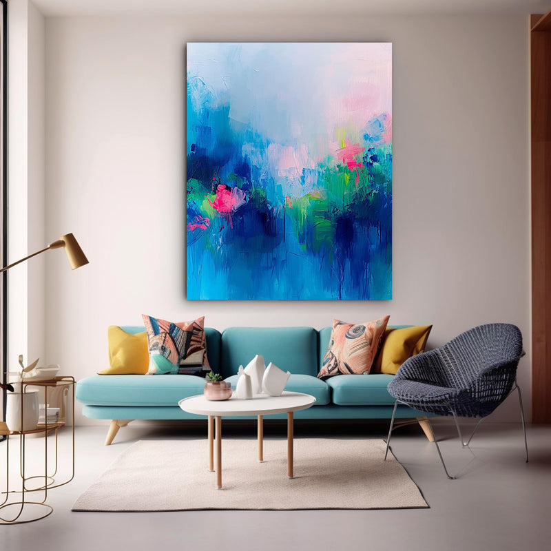 Modern Warm Blue Quality Large Art Famous Abstract Artwork Original Oil Painting On Canvas Home Decor