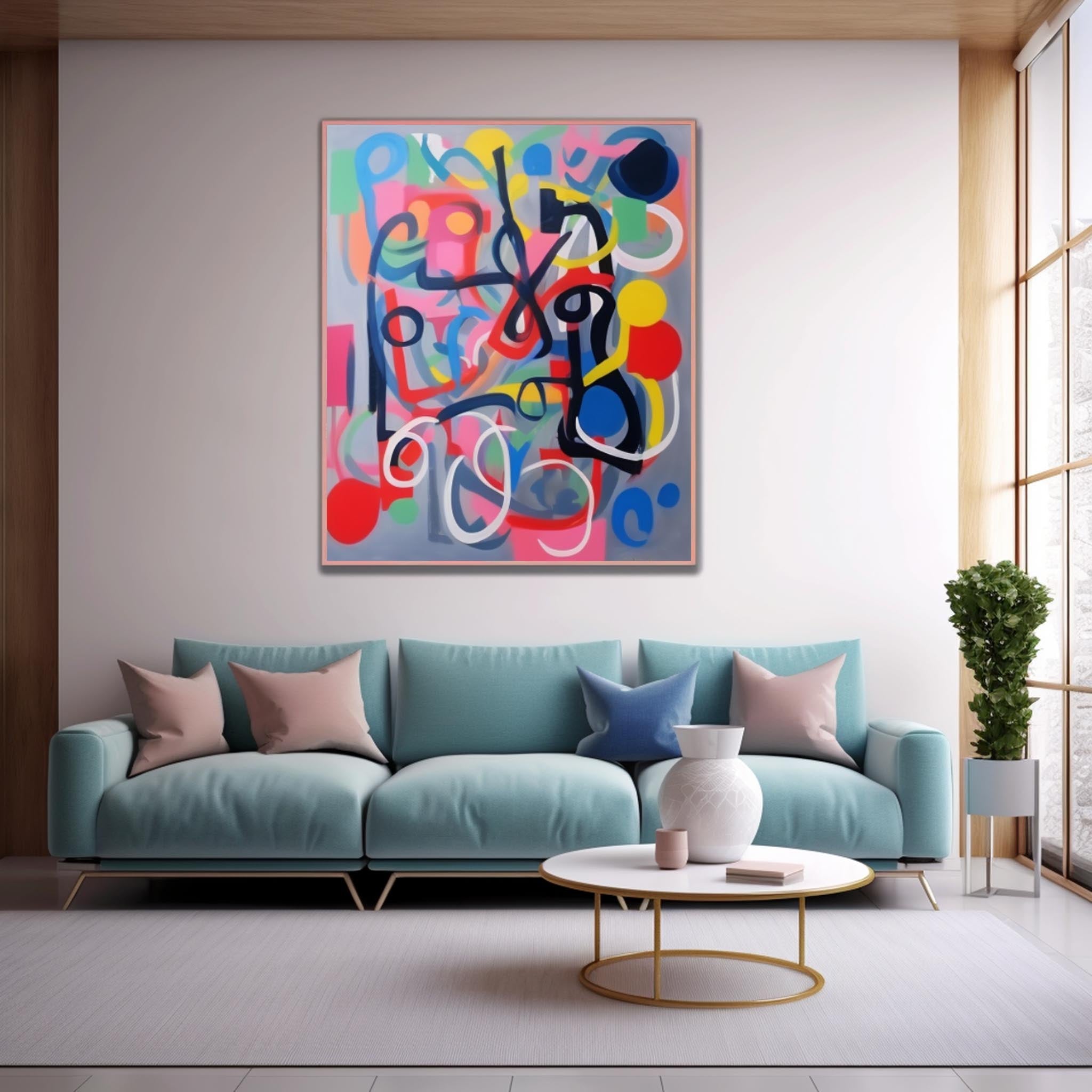 Graffiti Large Canvas Art Colorful Line Original Abstract Oil Painting Modern Wall Art Home Decor