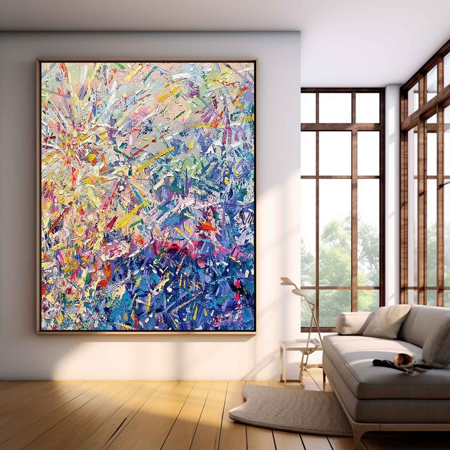 Colorful Fireworks Abstract Acrylic Painting On Canvas Contemporary Cute Fireworks Wall Art On Sale