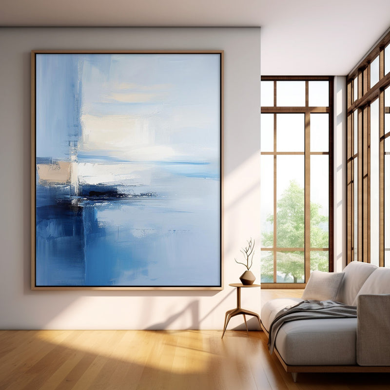 Cheap Blue Abstract Wall Art Large Contemporary Abstract Landscape Acrylic Painting On Canvas