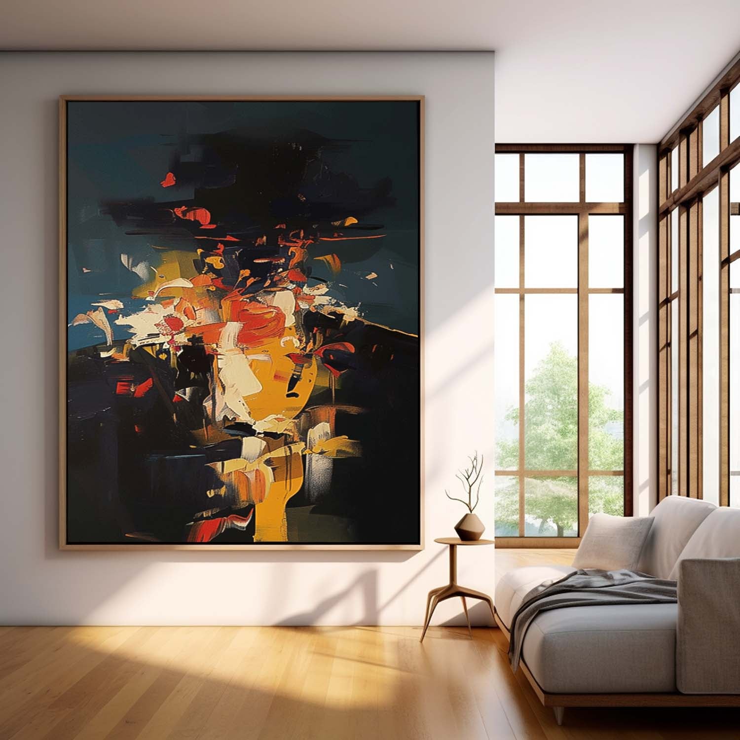 Black Series Large Portrait Painting Original Cool Man Wall Art Abstract Faceless Artwork For Living Room