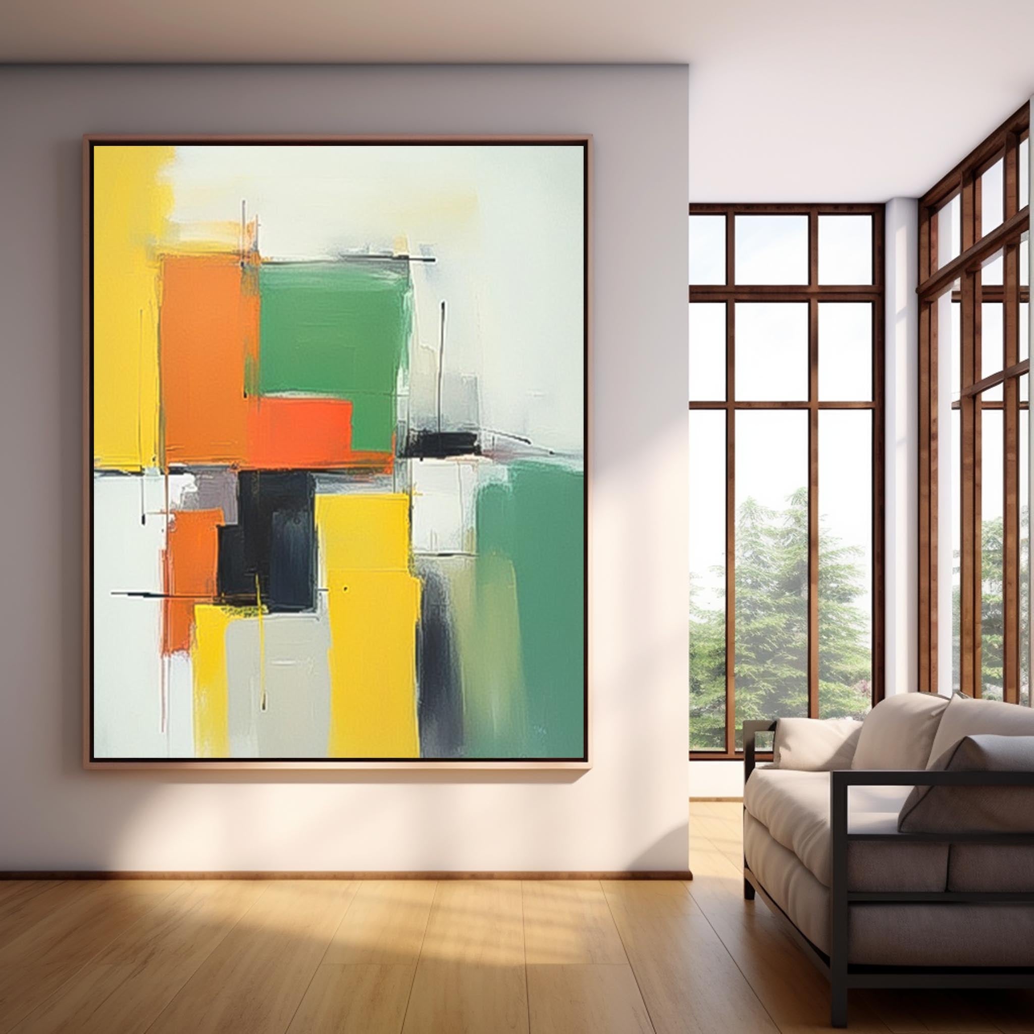 Cheap Geometry Abstract Wall Art Large Contemporary Acrylic Painting On Canvas Graet Quality artworks