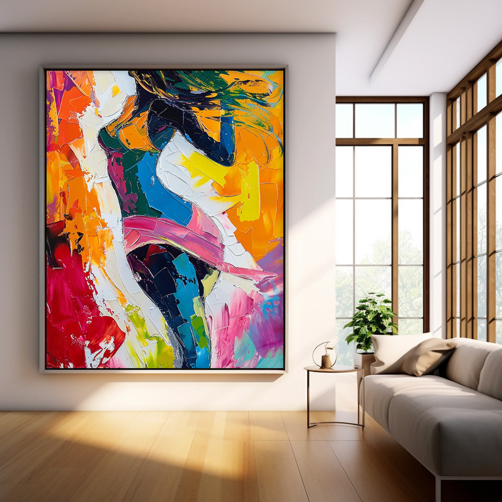 Original Texture Sexy Girl Wall Art Abstract Colorful Body Oil Painting On Canvas Modern Artwork