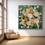 Thick Texture Floral Acrylic Painting Original 3d Floral Wall Art Contemporary Colorful Canvas Artwork