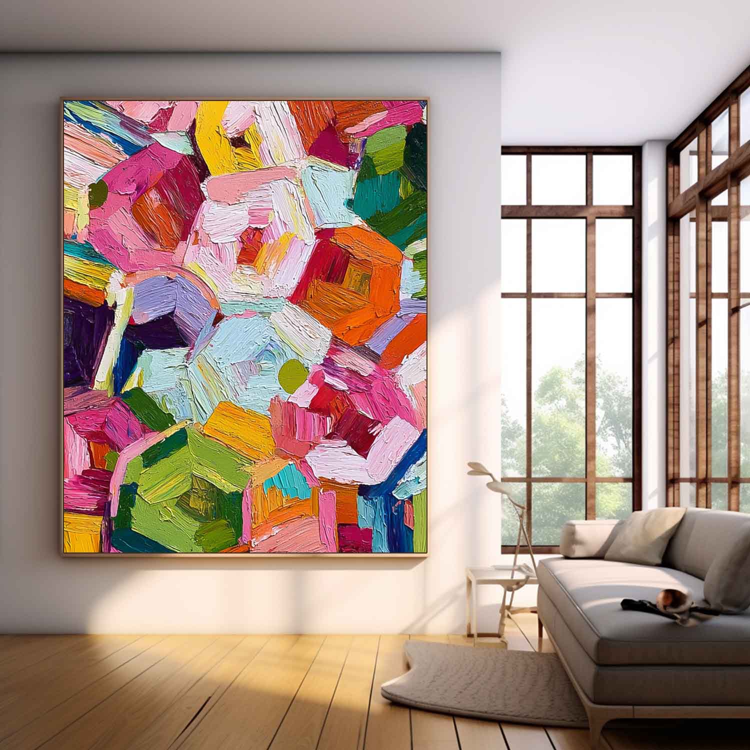 Original Geometric Color Painting Brilliant Texture Acrylic painting Abstract Large Wall Art Fashion Art