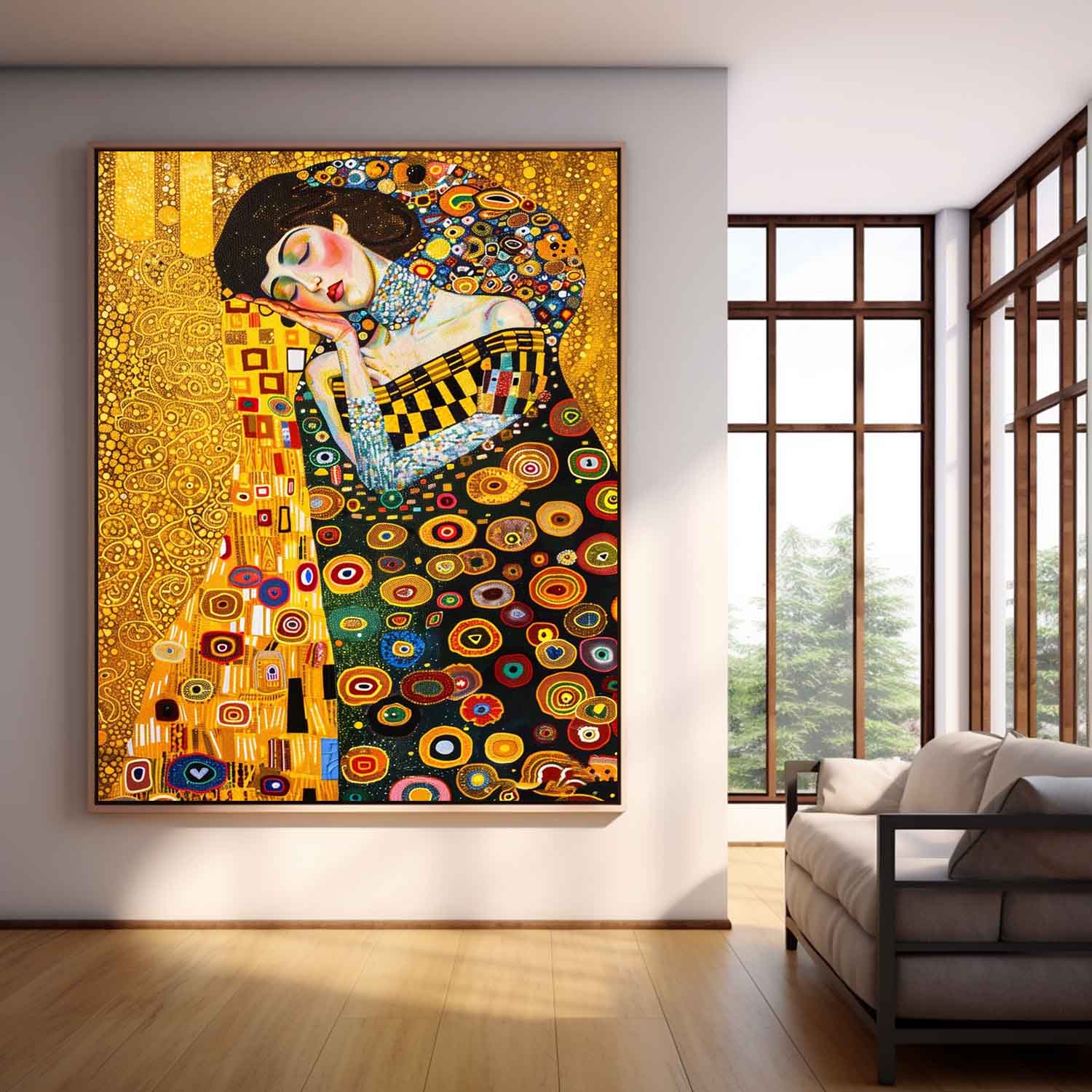 Exquisite Lady Colorful Abstract Artwork Large Figure Painting Original Gold Women Wall Art Gift