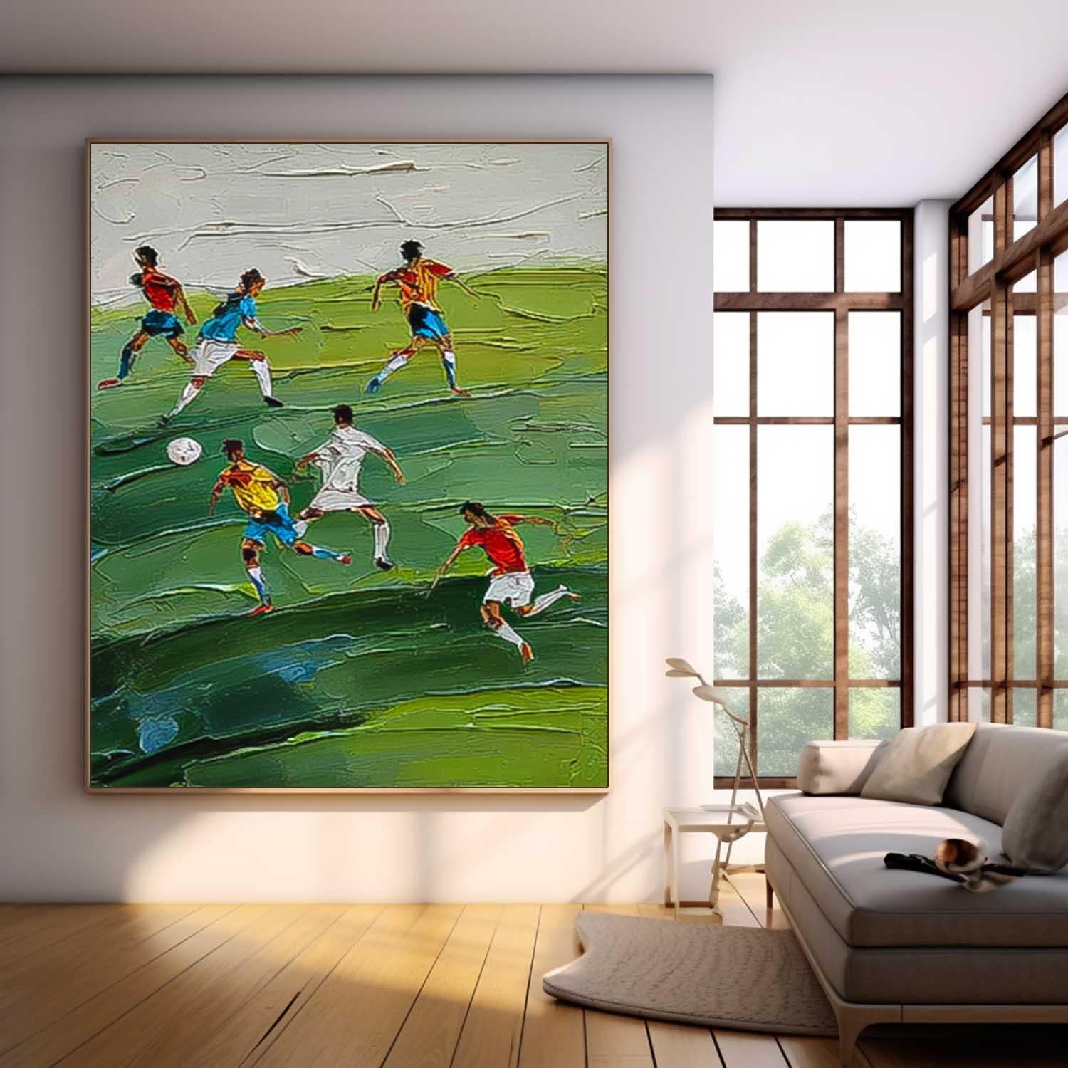 Textured Football Wall Art Green Football Textured Canvas Art Sports Art Lover Gift Home Decor