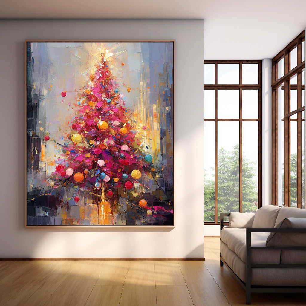 Original Christmas Tree Painting Exquisite Dreamy Acrylic Painting Texture Abstract Christmas Tree Art Home Decor