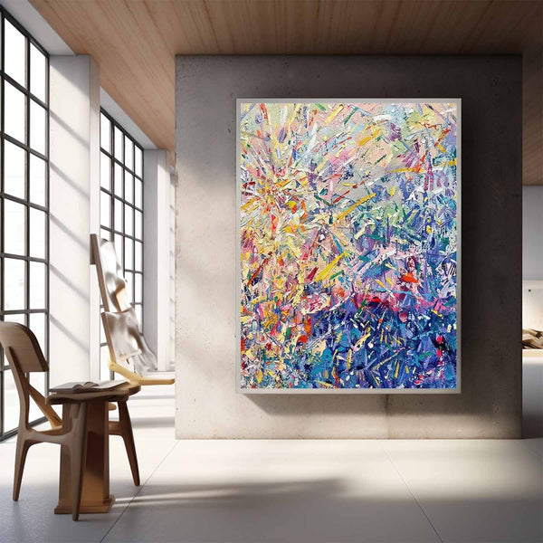 Colorful Fireworks Abstract Acrylic Painting On Canvas Contemporary Cute Fireworks Wall Art On Sale