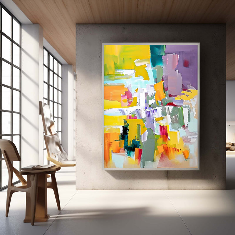 Oversized Abstract Wall Art Contemporary Acrylic Painting For Sale Bright Color Original Artwork Canvas