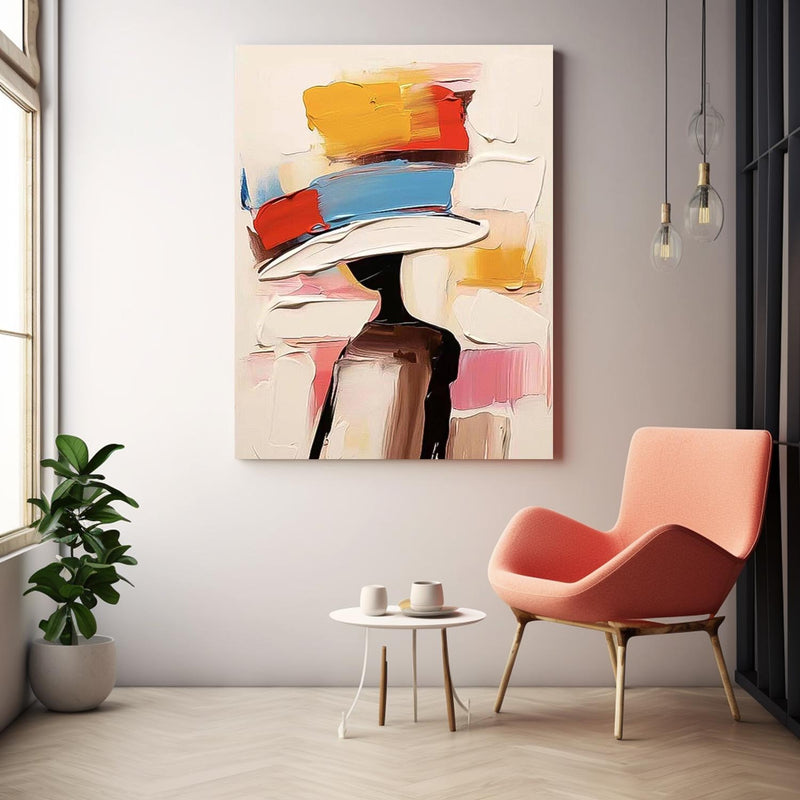 Original Painting Canvas Large Face Figurative Wall Art Bright Colors Texture Portrait For Living Room