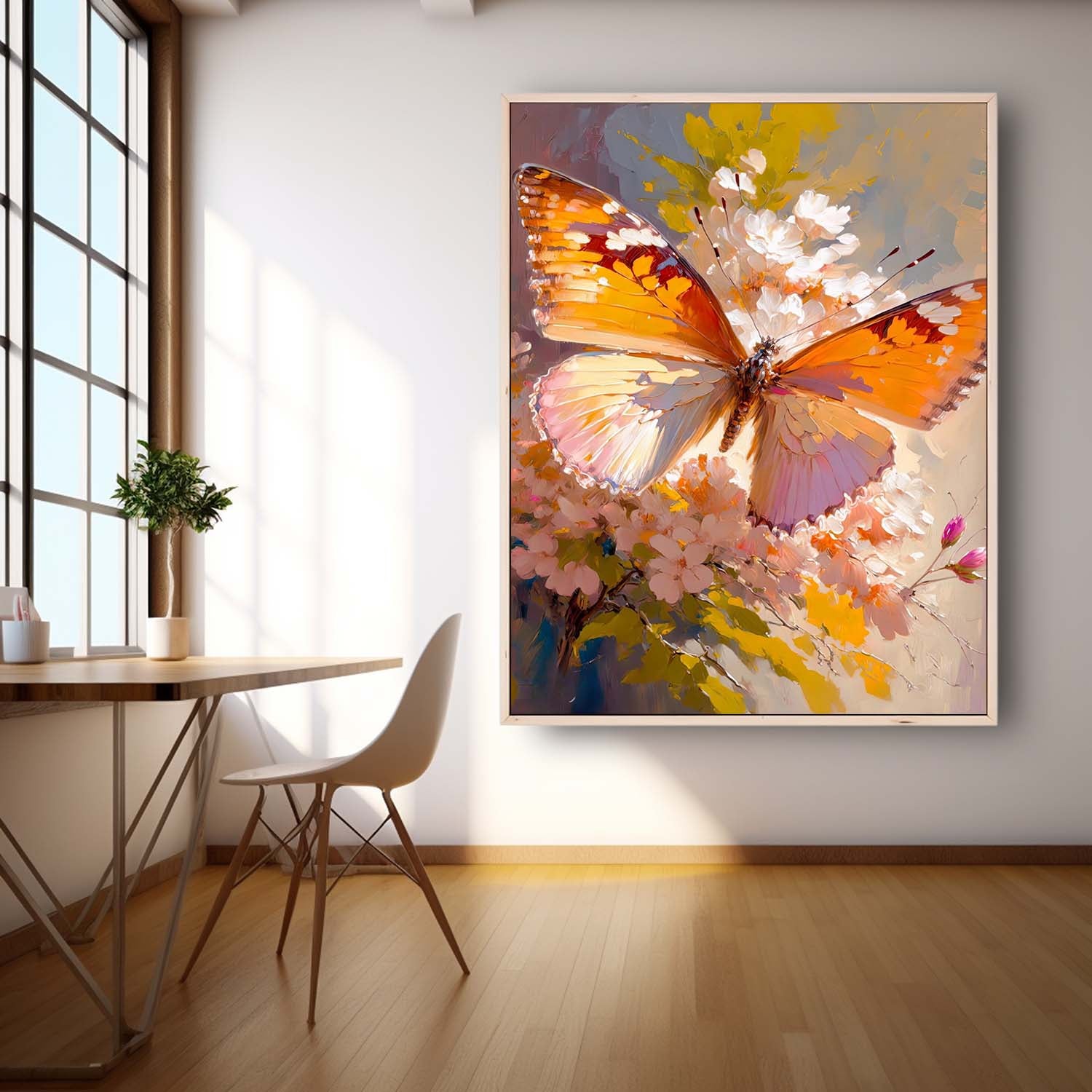 Bright Oil Painting Modern Texture Oil Painting Impressionist Butterfly Wall Art Original Artwork Decor