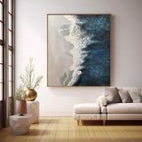 Blue Texture Ocean Abstract Oil Painting Large Ocean Original Painting On Canvas Modern Wall Art Living Room Decor