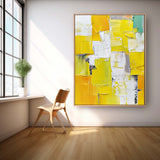 Vibrant Yellow Thick Texture Large Art Modern Abstract Artwork Original Oil Painting On Canvas For Living Room