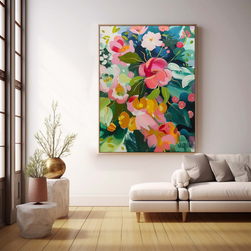 Abstract Flower Oil Painting on Canvas Large Original Watercolor Flowers Art Custom Painting Boho Wall Decor
