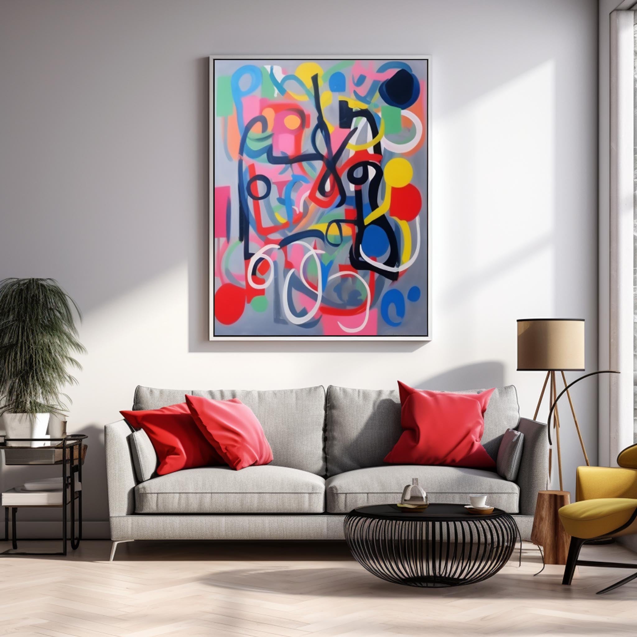 Graffiti Large Canvas Art Colorful Line Original Abstract Oil Painting Modern Wall Art Home Decor