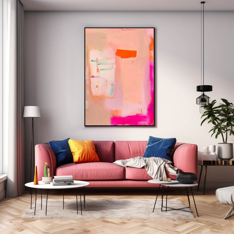 Famous Abstract Artwork Original Oil Painting On Canvas Modern Vibrant Pink Quality Large Art Home Decor