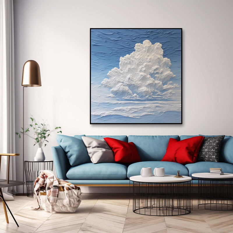 Large Wall Art Modern Sky White Clouds Oil Painting Abstract Texture Acrylic Painting Home Decoration