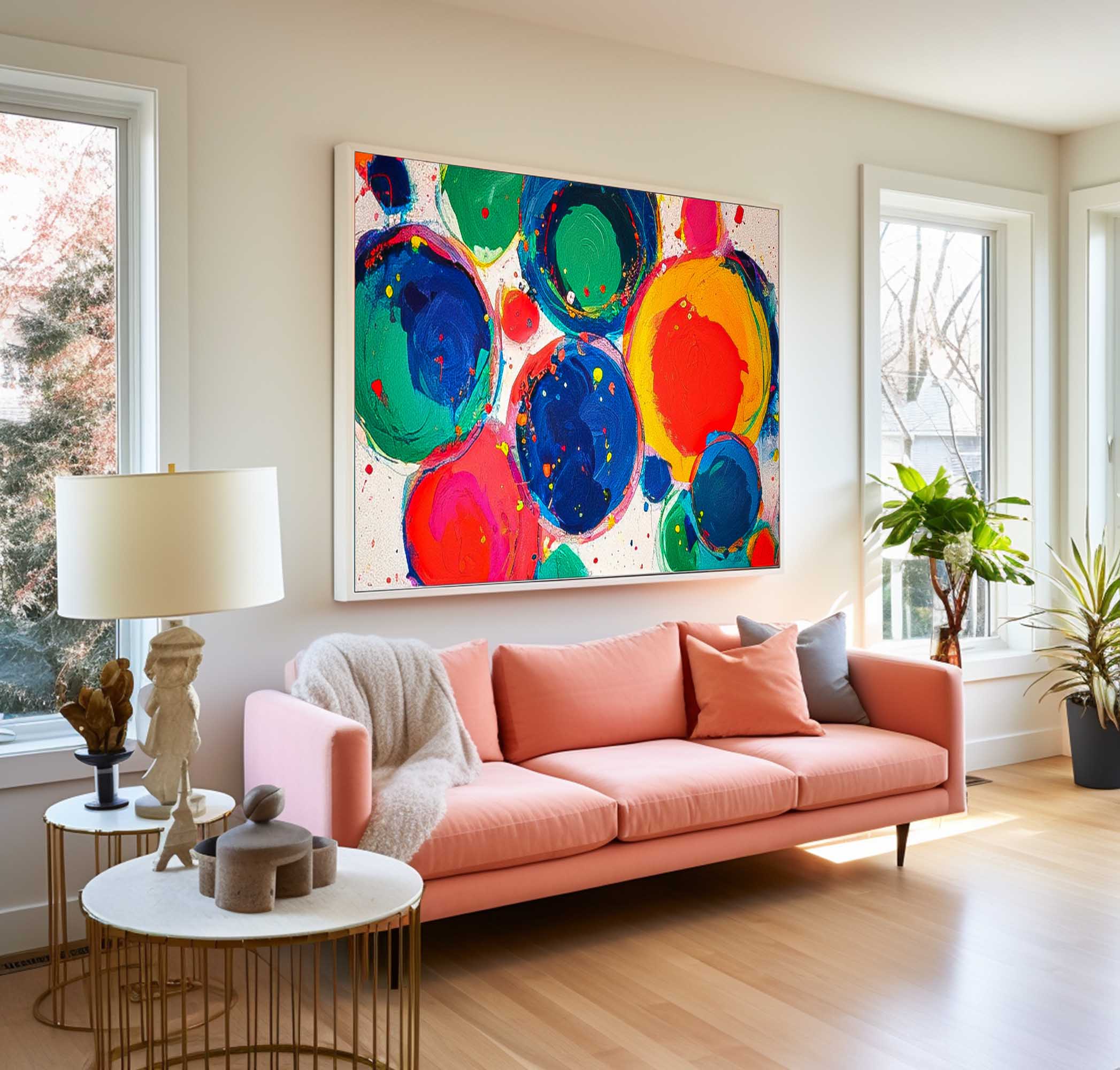 Large Planet Abstract Oil Painting Original Wall Art Vibrant Color Buy Abstract Paintings Online Home Decor