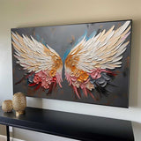 Abstract Angel Wing Flowers Oil Painting On Canvas Large Wall Art Original Wing Art Boho Wall Decor Gift for Her
