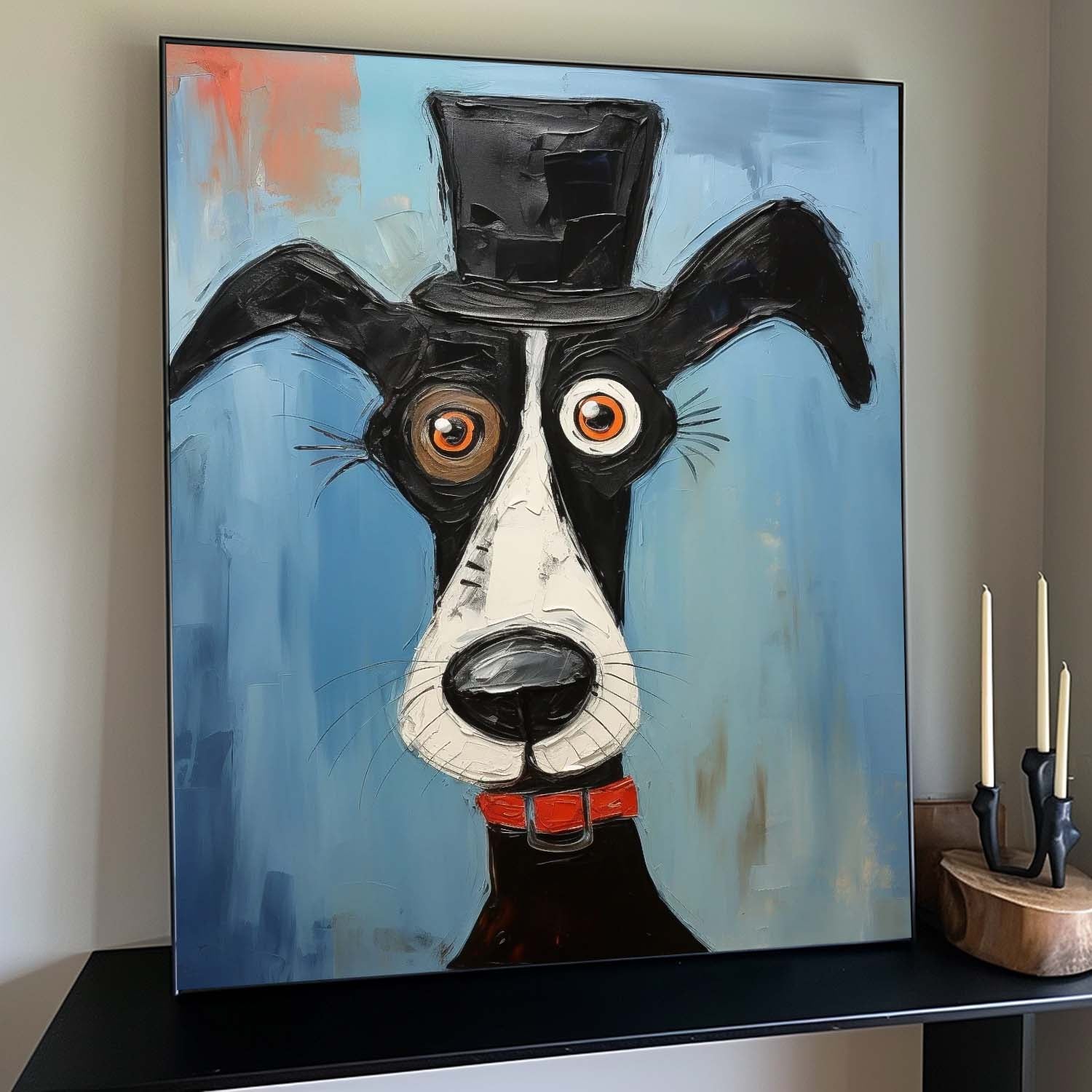 Impressionism Animal Oil Painting Abstract Lovely Dog Acrylic Painting Large Puppy Artwork Home Decor