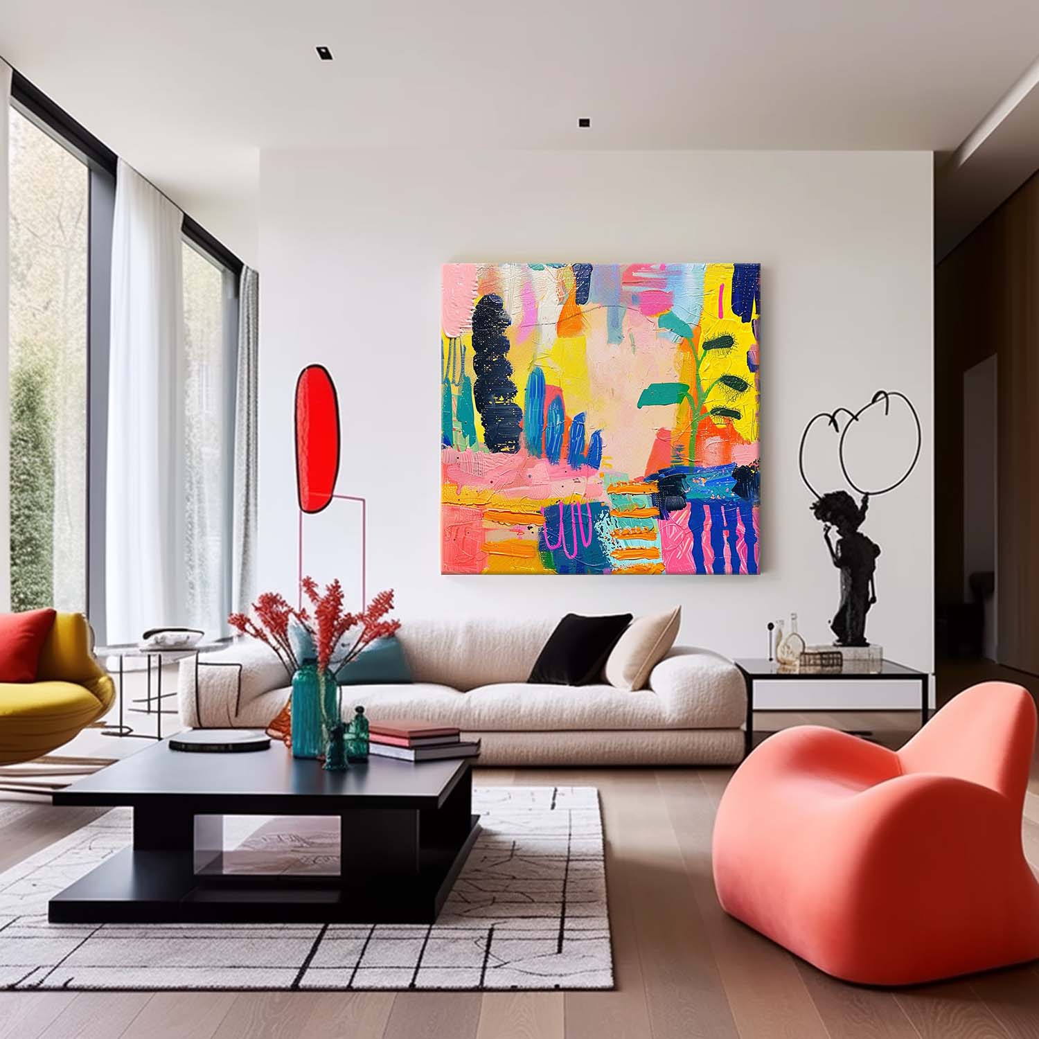 Original Canvas Wall Art Textured Artwork Colorful Large Graffiti Abstract Painting Children's Room Decor