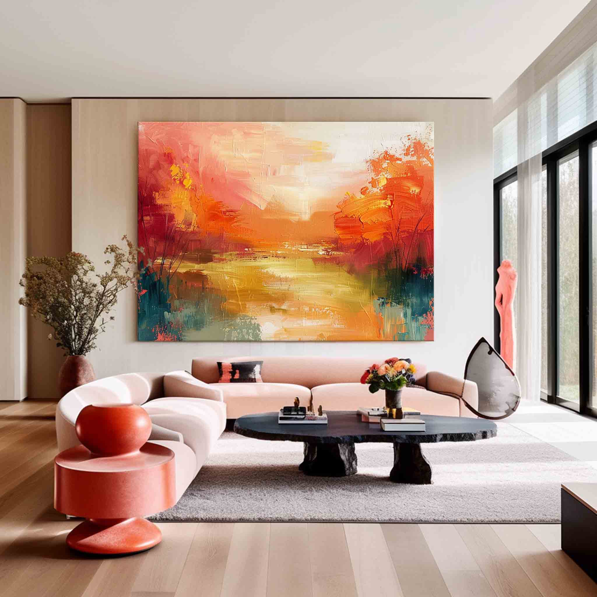 Texture High Quality Wall Art Original Scenery Painting Abstract Landscape Oil Painting On Canvas Framed