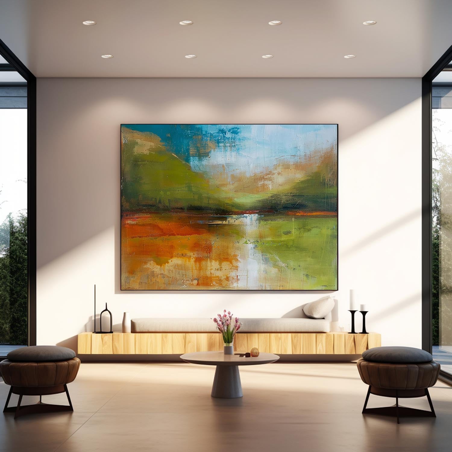 Warm Color Abstract Landscape Oil Painting On Canvas Original Scenery Painting For Living Room Wall Art Decor