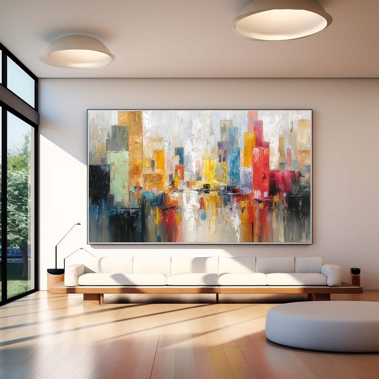 Modern Colorful Artwork Abstract City Oil Painting Texture Acrylic painting Original Wall Art Home Decor