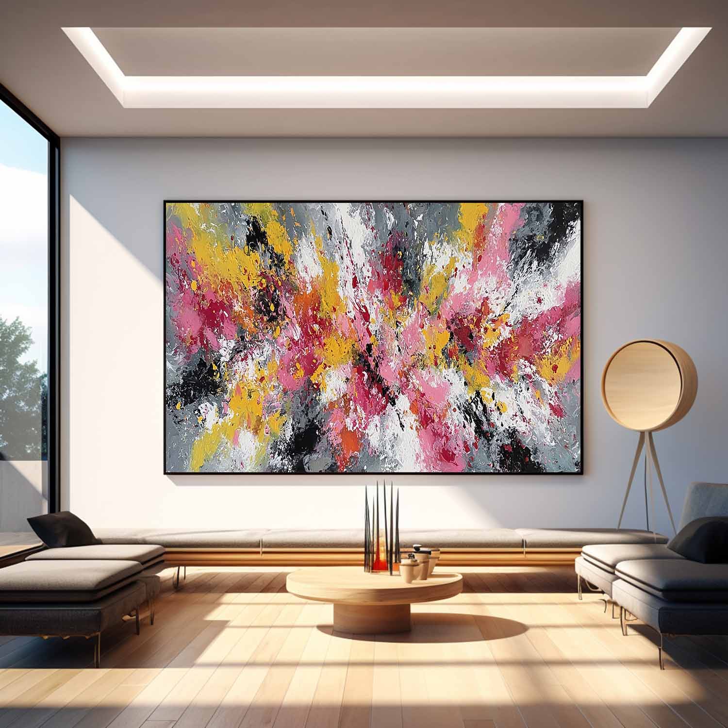 Modern Abstract Canvas Wall Art Vibrant Color Textured Oil Painting  Large Contemporary Expressionist Artwork