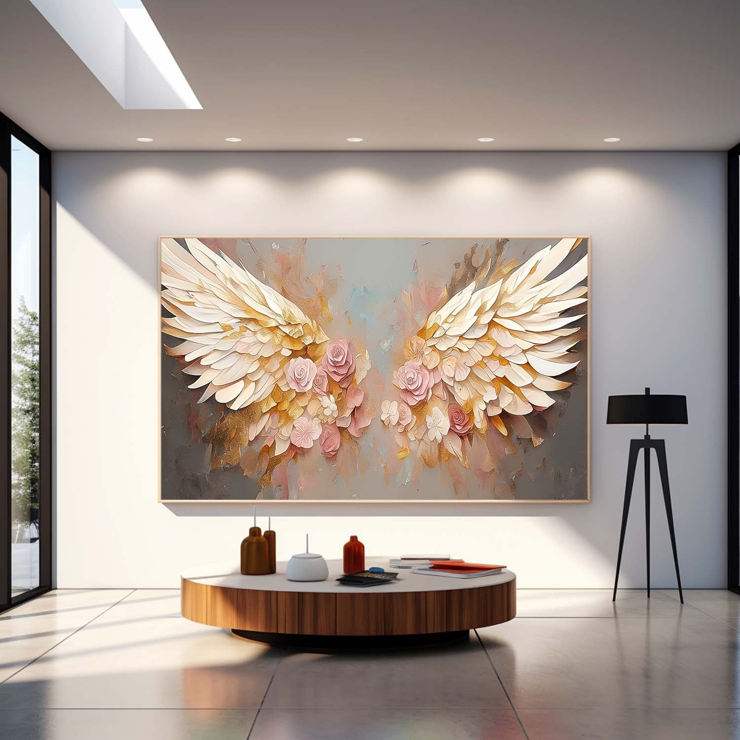 Big Abstract Angel Wing Flowers Oil Painting On Canvas Original Wing Art Boho Wall Decor Modern Wall Art
