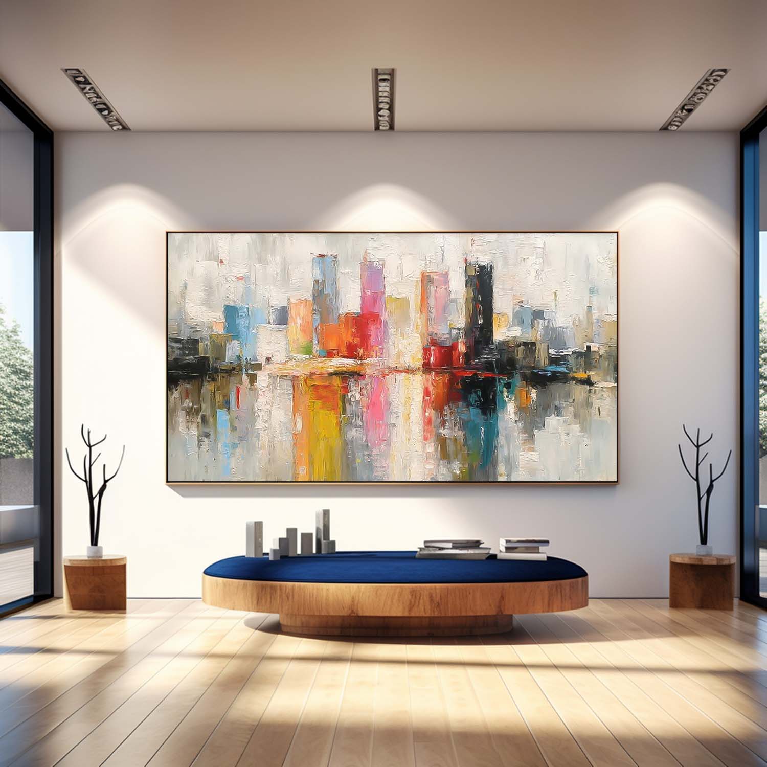 Modern Acrylic Painting Original City Wall Art Colorful Texture Abstract Oil Painting Big Canvas Artwork
