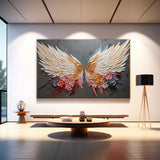 Abstract Angel Wing Flowers Oil Painting On Canvas Large Wall Art Original Wing Art Boho Wall Decor Gift for Her