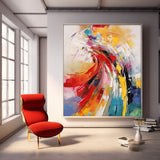 Large Texture Colorful Wall Art Framed Bright Modern Abstract Canvas Painting Painting For Living Room
