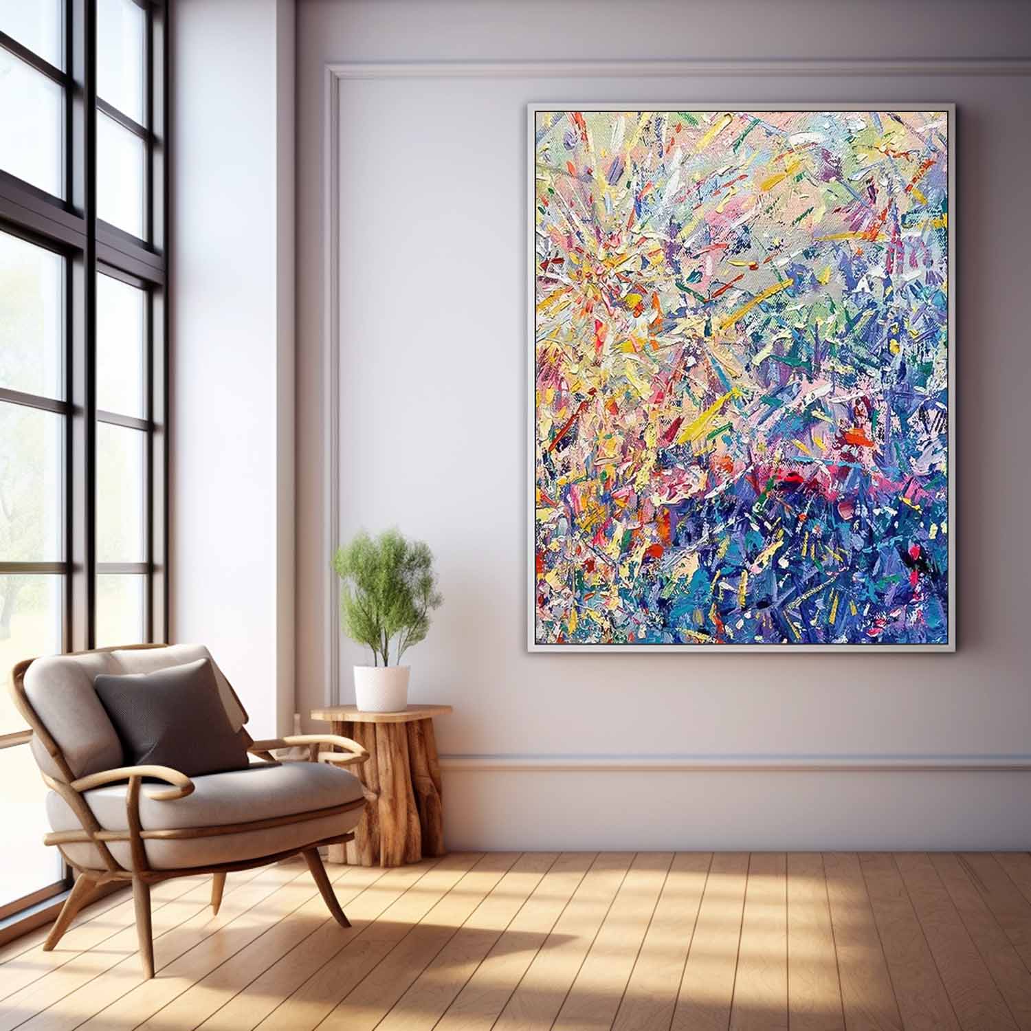 Colorful Fireworks Abstract Acrylic Painting On Canvas Contemporary Cute Fireworks Wall Art On Sale