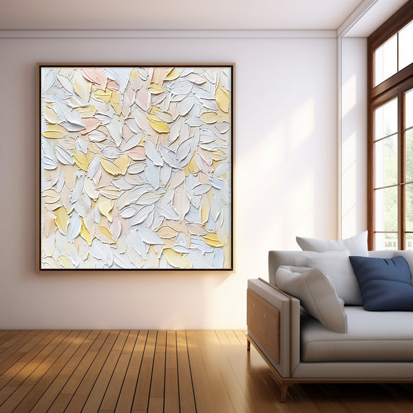 Knife Floral Acrylic Painting White Flowers Oil Painting On Canvas Contemporary Decor Art For Sale