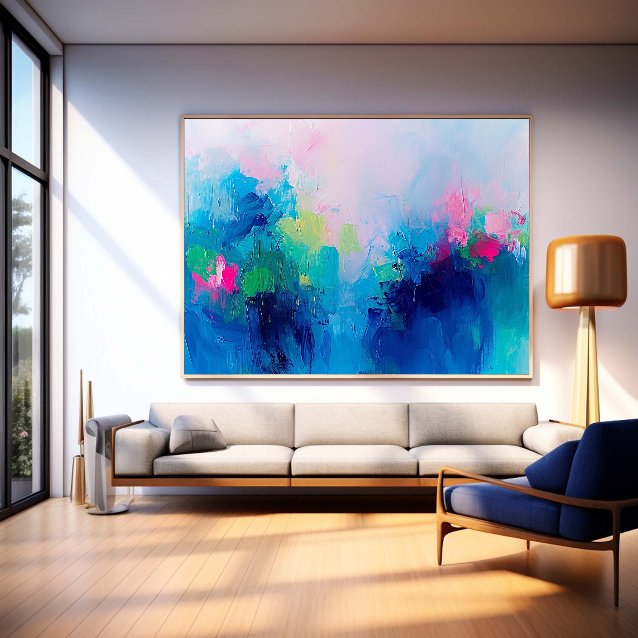 Original Wall Art Vibrant Blue Buy Abstract Paintings Online Large Ink Abstract Oil Painting For Living Room