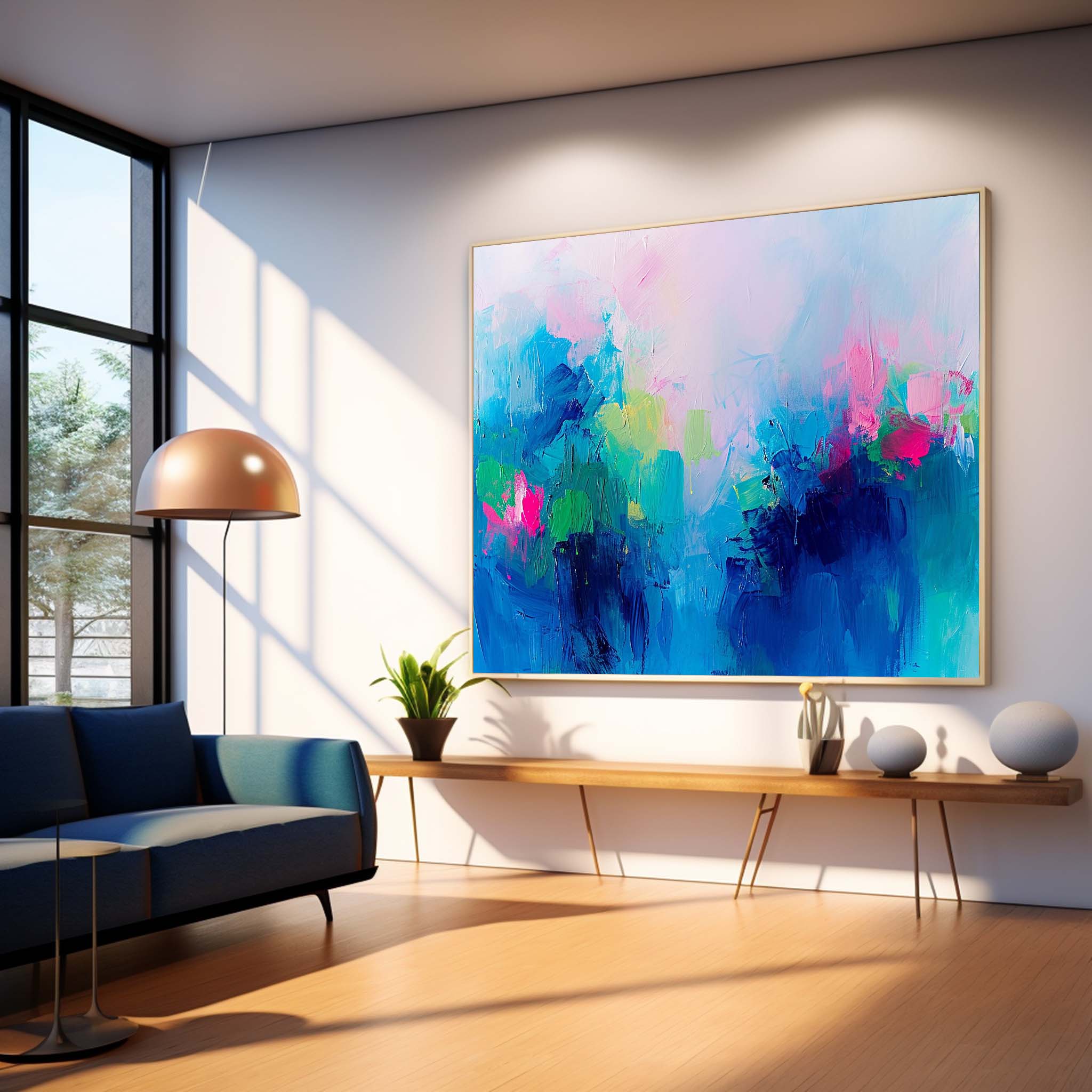 Original Wall Art Vibrant Blue Buy Abstract Paintings Online Large Ink Abstract Oil Painting For Living Room