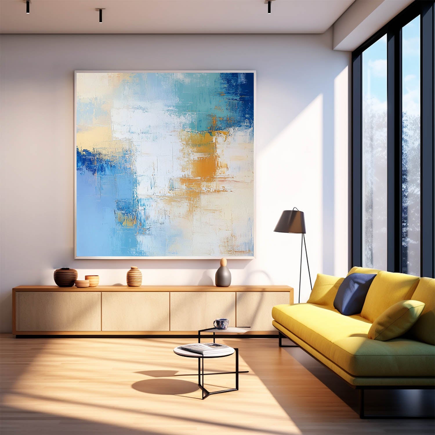 Modern Abstract Oil Painting Canvas Color Large Square Texture Abstract Wall Art Framed Home Decorations
