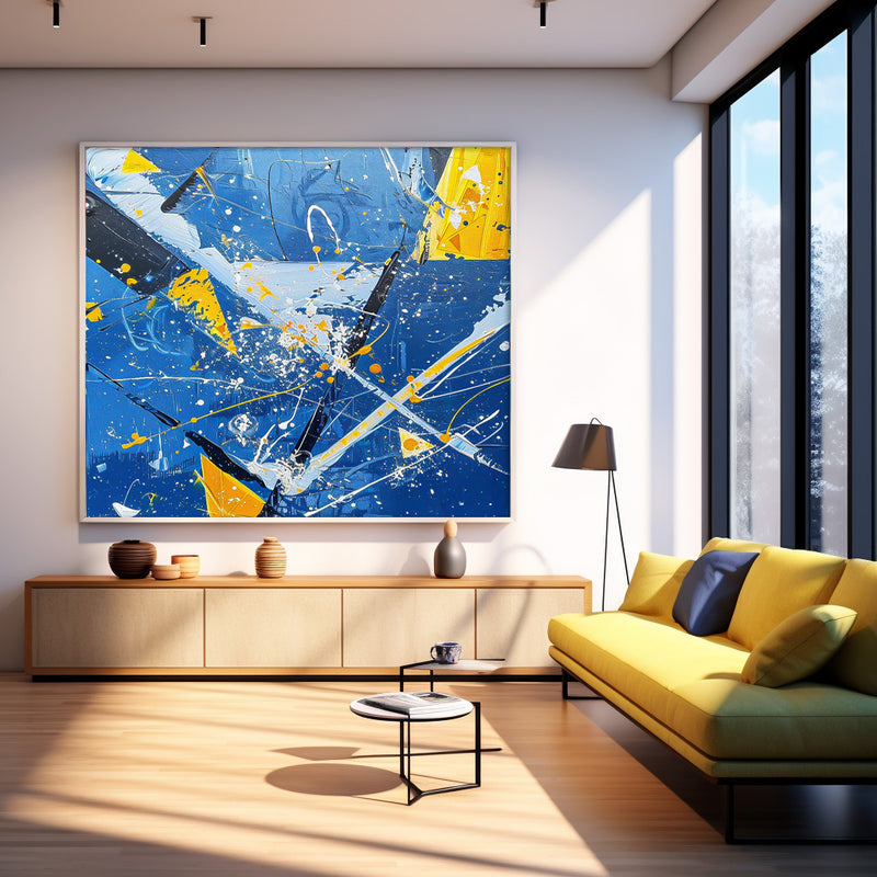 Great scraper Abstract Art Warm Blue Square Acrylic Painting Canvas Original Painting For Sale