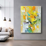 Modern Vibrant Yellow Thick Texture Large Art Abstract Artwork Original Oil Painting On Canvas Home Decor