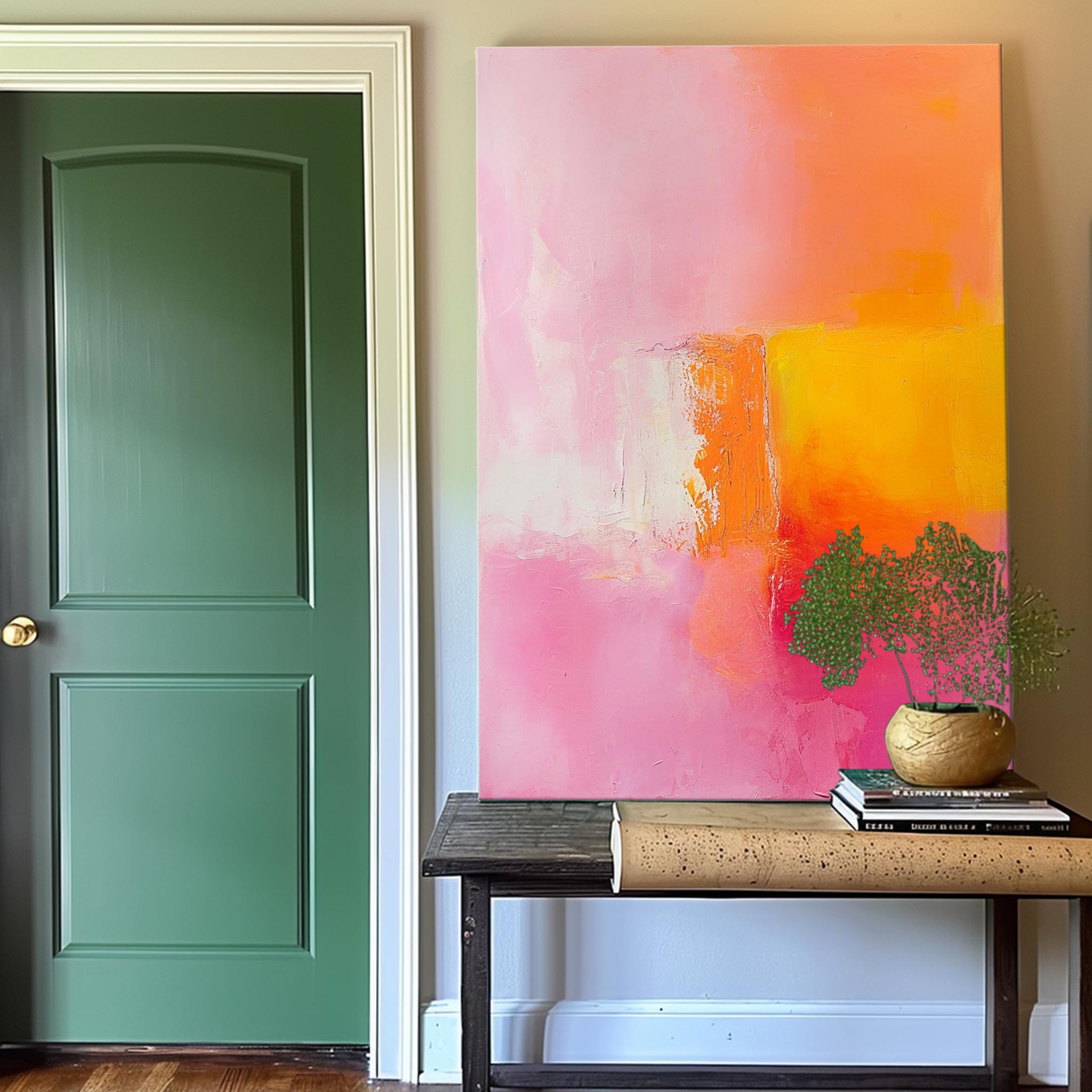 Pink And Yellow Modern Quality Large Art Famous Abstract Artwork Original Oil Painting On Canvas Home Decor