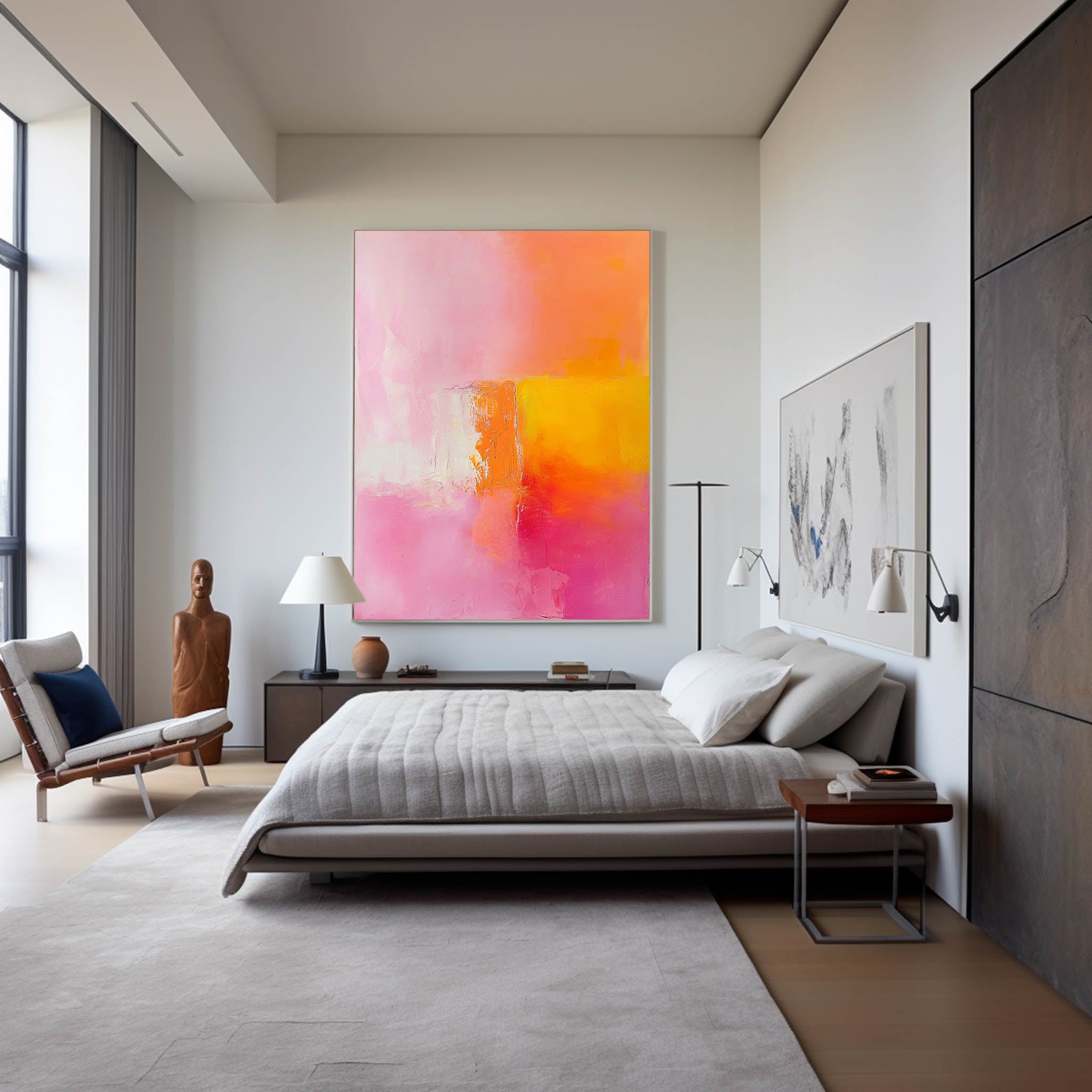 Pink And Yellow Modern Quality Large Art Famous Abstract Artwork Original Oil Painting On Canvas Home Decor