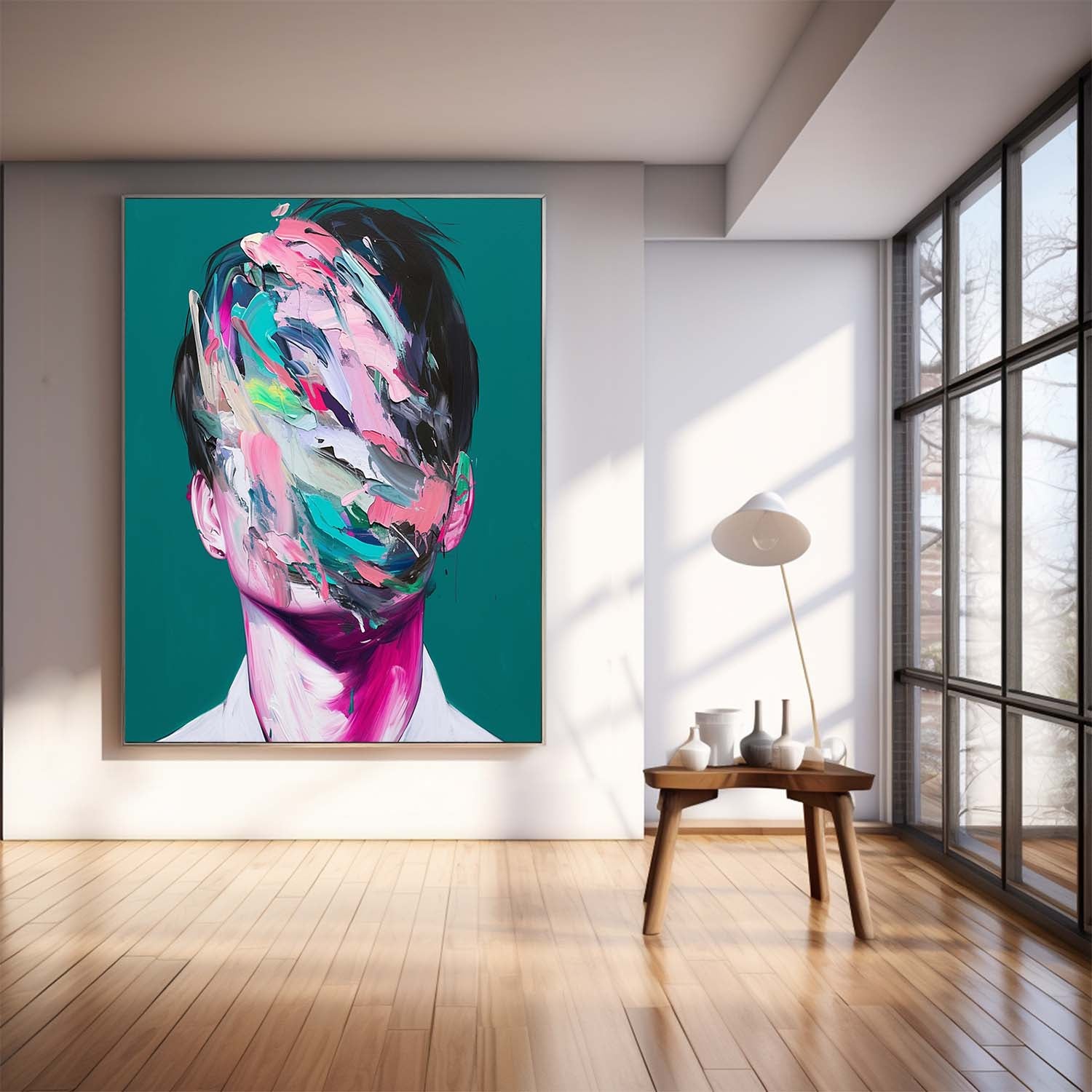 Face Figurative Texture Portrait Large Handsome Boy Wall Art Original Man Painting Canvas Fashion Home Decor