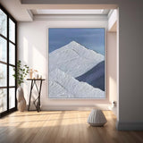 Large Landscape Oil Painting On Canvas Abstract Blue Snow Mountain Modern Wall Art Acrylic Painting Home Decor