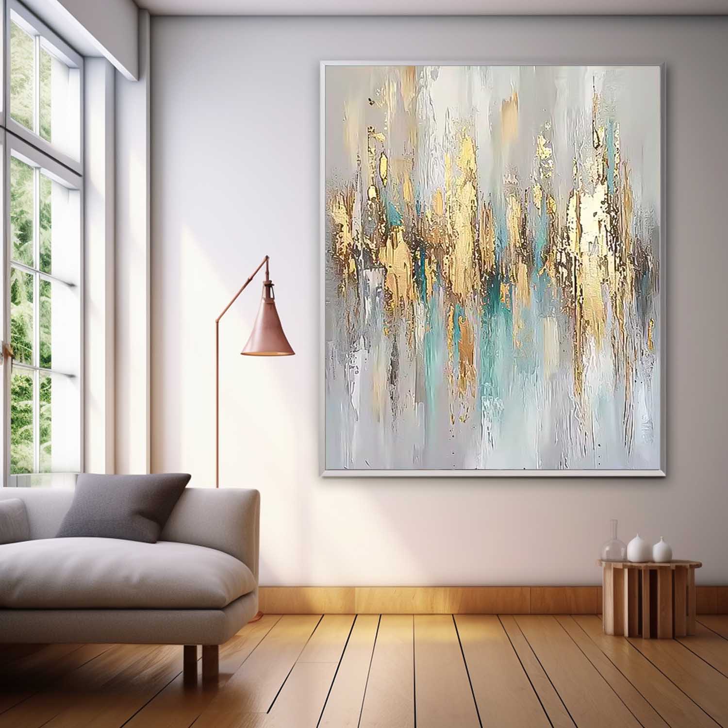 Large Modern Acrylic Painting On Canvas Gold Texture Abstract Oil Painting High Quality Original Artwork