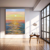 Abstract Sunset Modern Wall Art Acrylic Painting Large Texture Sea Surface Landscape Oil Painting Home Decor
