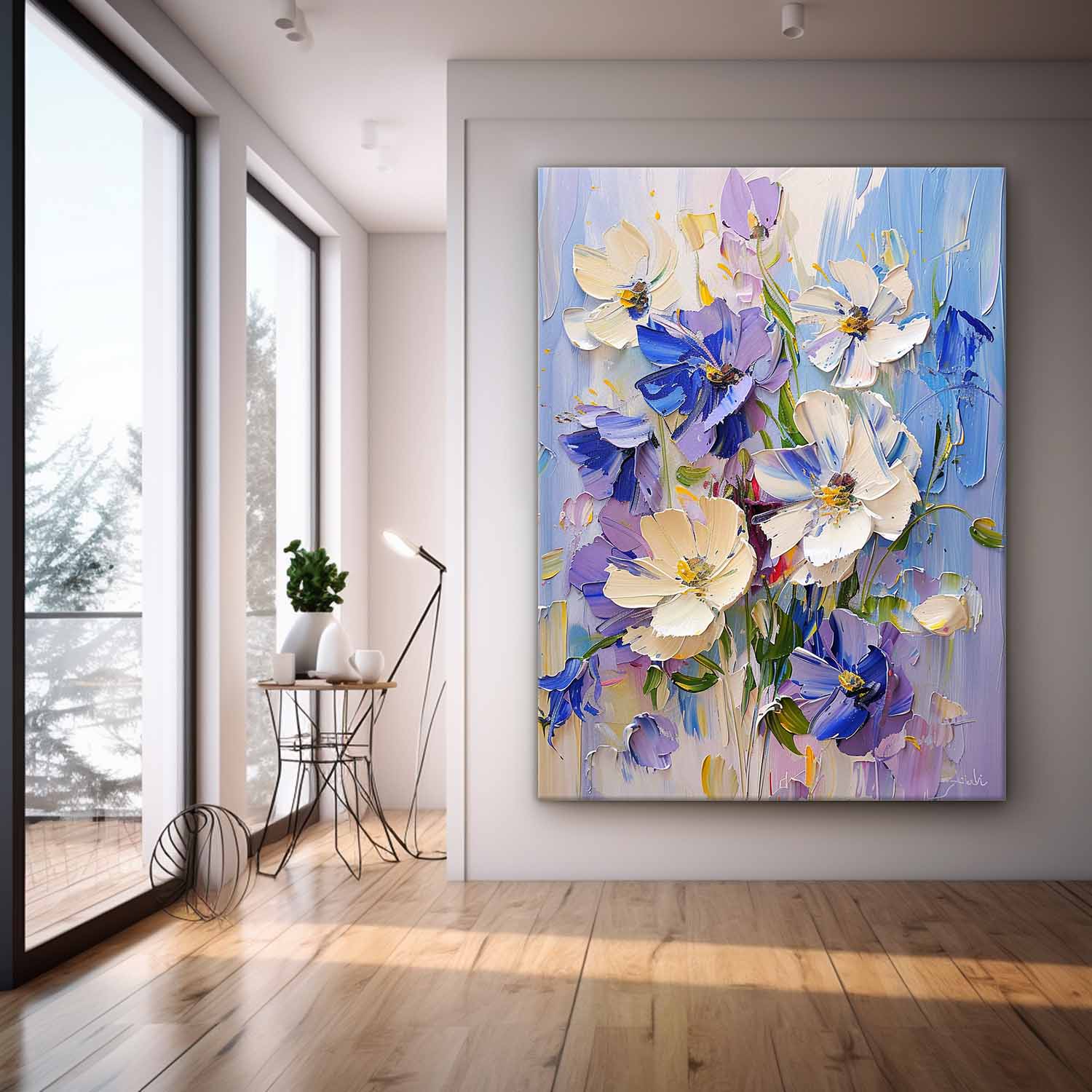 Abstract Flower Acrylic Painting On Canvas Original Floral Painting Large Lovely Textured Art Home Decor