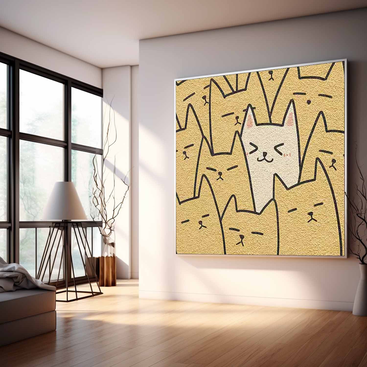 Large Interesting Simple Strokes Abstract Wall Art Modern Minimalist Canvas Acrylic Painting For Living Room