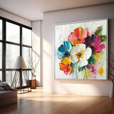 Lovely Colorful Original Flowers Abstract Wall Art Thick Texture Acrylic Painting Modern Floral Oil Painting Canvas